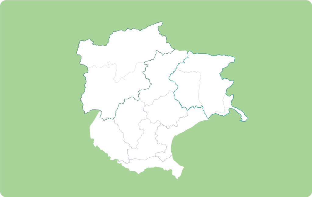 Mappa del Triveneto con province